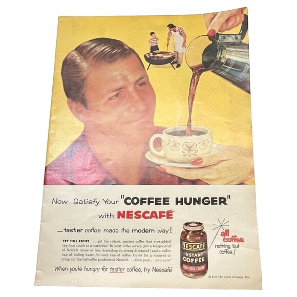 Nestle Nescafe Instant Coffee Vintage Print Ad 1950s BBQ Dreams Mid Century - Picture 7 of 7